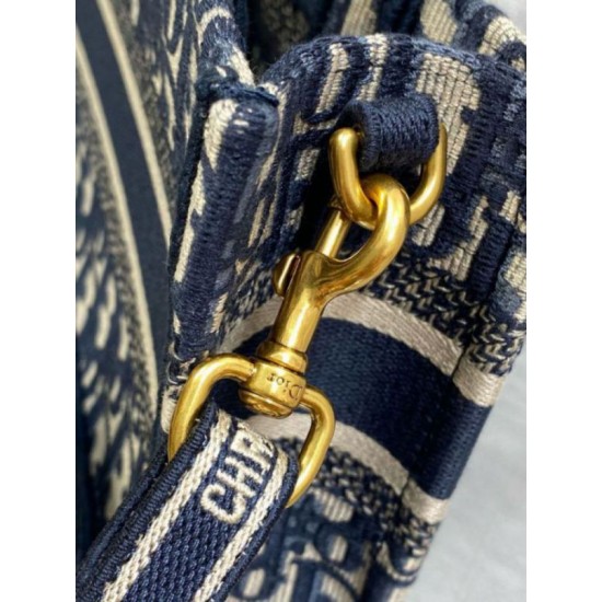 Migliore Repliche Borsa Dior Mini Book Tote con tracolla Ricamo Dior Oblique blu Economiche Outlet Online