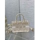 Perfette Qualità Repliche Borsa Dior Mini Book Tote con cinturino ricamato Dior Oblique color oro Imitazione