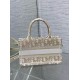 Perfette Qualità Repliche Borsa Dior Mini Book Tote con cinturino ricamato Dior Oblique color oro Imitazione