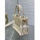 Perfette Qualità Repliche Borsa Dior Mini Book Tote con cinturino ricamato Dior Oblique color oro Imitazione