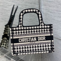 Miglior Falso Borsa tote Dior Mini Book Micro ricamo pied de poule Economiche Premium