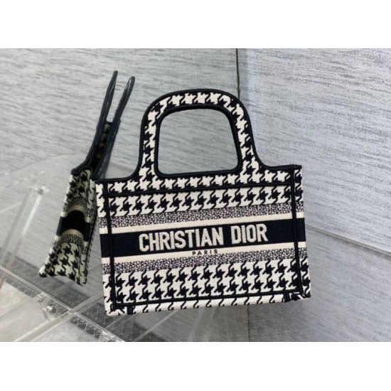 Miglior Falso Borsa tote Dior Mini Book Micro ricamo pied de poule Economiche Premium