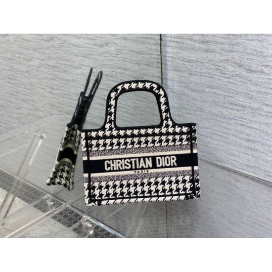 Miglior Falso Borsa tote Dior Mini Book Micro ricamo pied de poule Economiche Premium