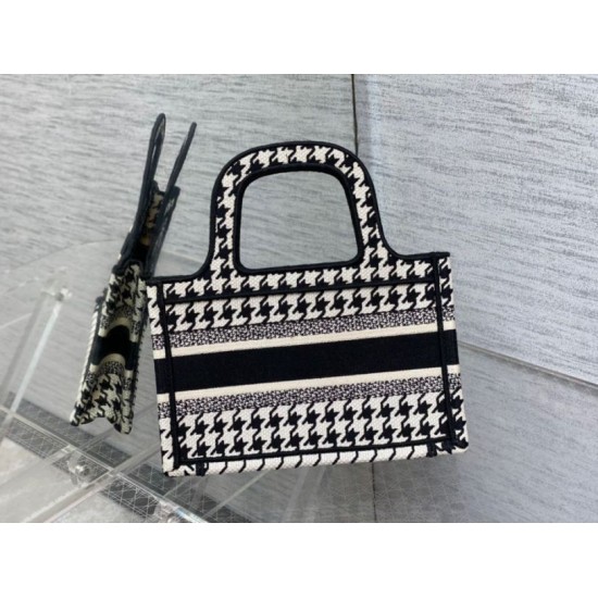 Miglior Falso Borsa tote Dior Mini Book Micro ricamo pied de poule Economiche Premium