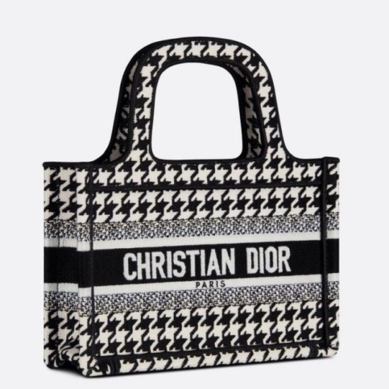 Miglior Falso Borsa tote Dior Mini Book Micro ricamo pied de poule Economiche Premium