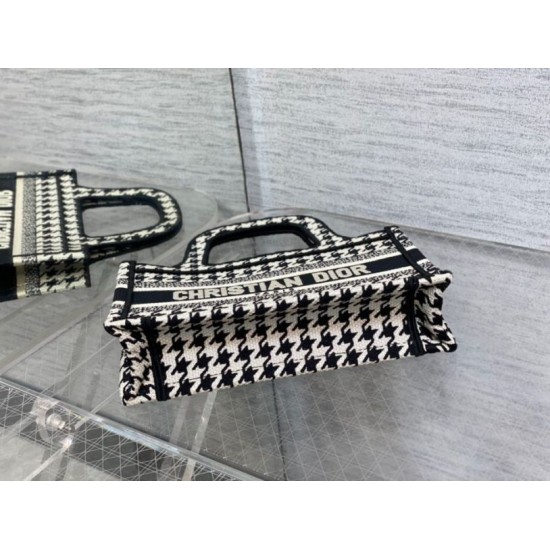 Miglior Falso Borsa tote Dior Mini Book Micro ricamo pied de poule Economiche Premium