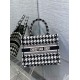 Miglior Falso Borsa tote Dior piccola per libri Micro ricamo pied de poule Economiche Premium