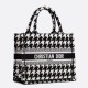 Miglior Falso Borsa tote Dior piccola per libri Micro ricamo pied de poule Economiche Premium