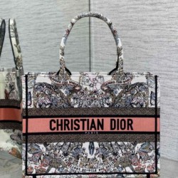 Replica perfetta Borsa tote Dior media con libro Farfalla intorno al mondo ricamato Imitazione Outlet Online