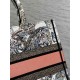 Replica perfetta Borsa tote Dior media con libro Farfalla intorno al mondo ricamato Imitazione Outlet Online