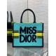 Miglior Falso Borsa Dior Media Book Tote Bag Giallo e Blu Miss Dior Graffiti Embroidery Economiche Premium