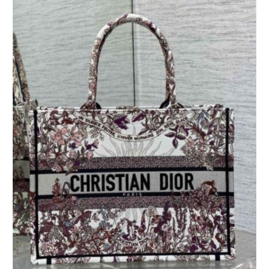 Perfette Qualità Repliche Borsa tote media Dior Book Ricamo Dior 4 Saisons Hiver Soleil Imitazione