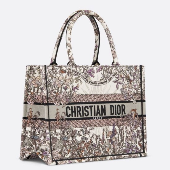 Perfette Qualità Repliche Borsa tote media Dior Book Ricamo Dior 4 Saisons Hiver Soleil Imitazione