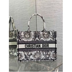 Replica perfetta Dior Medium Book Tote Bag Bianco Toile de Jouy Soleil Embroidery Imitazione Outlet Online