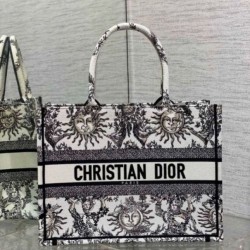 Replica perfetta Dior Medium Book Tote Bag Bianco Toile de Jouy Soleil Embroidery Imitazione Outlet Online
