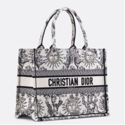 Replica perfetta Dior Medium Book Tote Bag Bianco Toile de Jouy Soleil Embroidery Imitazione Outlet Online