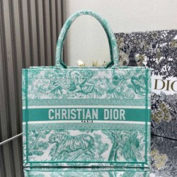 Migliore Repliche Borsa Dior media Dioriviera Book Tote Aquamarina Ricamo Toile de Jouy Economiche Outlet Online