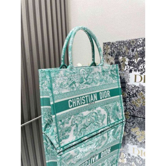 Migliore Repliche Borsa Dior media Dioriviera Book Tote Aquamarina Ricamo Toile de Jouy Economiche Outlet Online