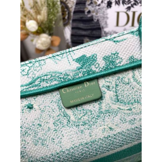 Migliore Repliche Borsa Dior media Dioriviera Book Tote Aquamarina Ricamo Toile de Jouy Economiche Outlet Online