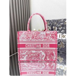 Migliore Repliche Dior Medium Dioriviera Book Tote Pink Toile de Jouy Embroidery Economiche Outlet Online