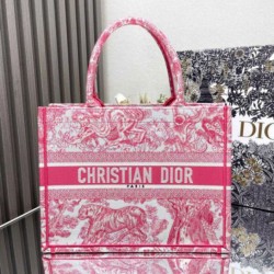 Migliore Repliche Dior Medium Dioriviera Book Tote Pink Toile de Jouy Embroidery Economiche Outlet Online