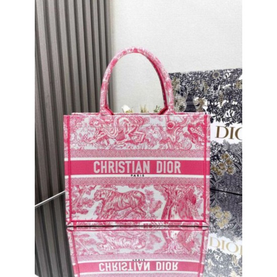 Migliore Repliche Dior Medium Dioriviera Book Tote Pink Toile de Jouy Embroidery Economiche Outlet Online
