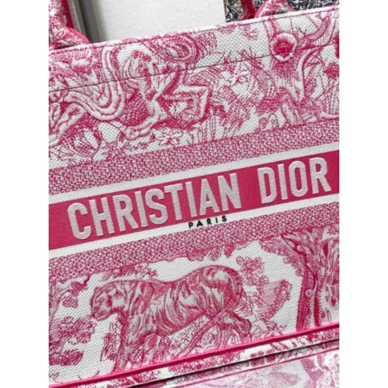 Migliore Repliche Dior Medium Dioriviera Book Tote Pink Toile de Jouy Embroidery Economiche Outlet Online