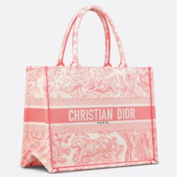 Migliore Repliche Dior Medium Dioriviera Book Tote Pink Toile de Jouy Embroidery Economiche Outlet Online