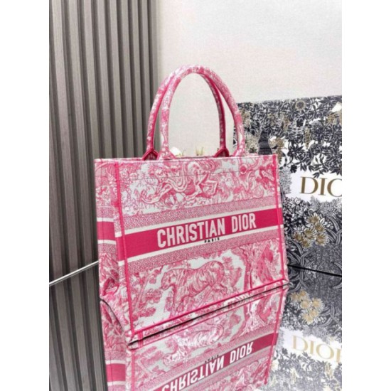 Migliore Repliche Dior Medium Dioriviera Book Tote Pink Toile de Jouy Embroidery Economiche Outlet Online