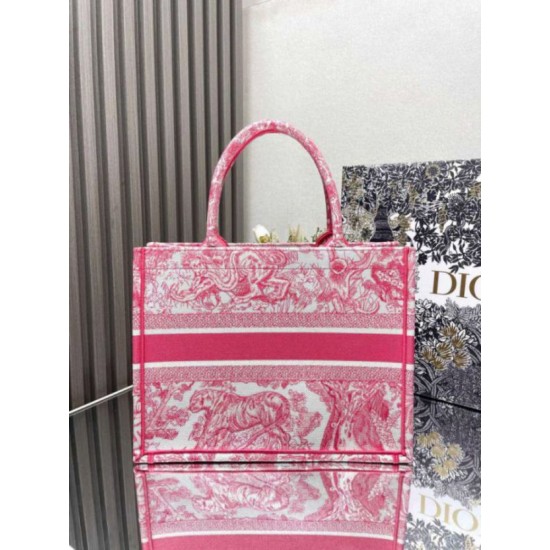 Migliore Repliche Dior Medium Dioriviera Book Tote Pink Toile de Jouy Embroidery Economiche Outlet Online