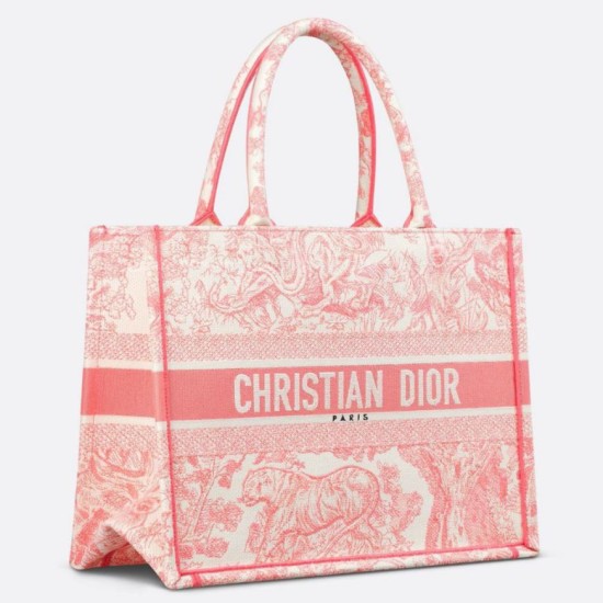 Migliore Repliche Dior Medium Dioriviera Book Tote Pink Toile de Jouy Embroidery Economiche Outlet Online