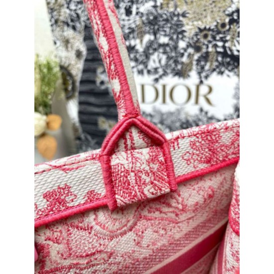 Migliore Repliche Dior Medium Dioriviera Book Tote Pink Toile de Jouy Embroidery Economiche Outlet Online
