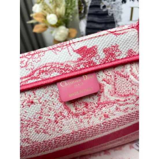 Migliore Repliche Dior Medium Dioriviera Book Tote Pink Toile de Jouy Embroidery Economiche Outlet Online