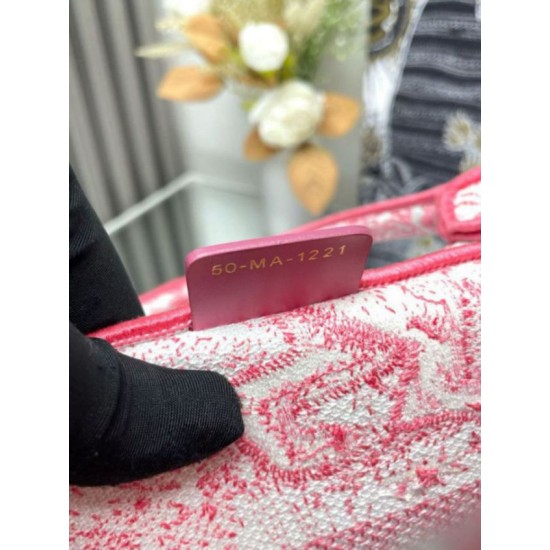 Migliore Repliche Dior Medium Dioriviera Book Tote Pink Toile de Jouy Embroidery Economiche Outlet Online
