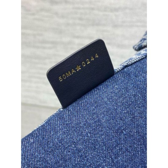 Replica perfetta Borsa Dior grande Book Tote Blue Denim Oblique Jacquard Imitazione Outlet Online
