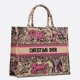Migliore Repliche Borsa Dior grande Dioriviera Book Tote in rafia con ricamo Toile de Jouy Sauvage rosa Economiche Outlet Online