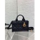 Replica perfetta Dior Mini Book Tote Bag con Tracolla Nera Macrocannage Pelle di Vitello Imitazione Outlet Online