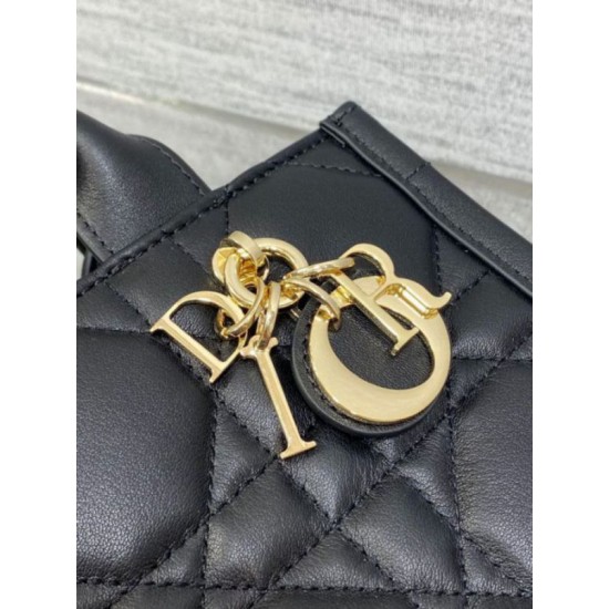 Replica perfetta Dior Mini Book Tote Bag con Tracolla Nera Macrocannage Pelle di Vitello Imitazione Outlet Online