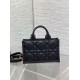 Replica perfetta Dior Mini Book Tote Bag con Tracolla Nera Macrocannage Pelle di Vitello Imitazione Outlet Online