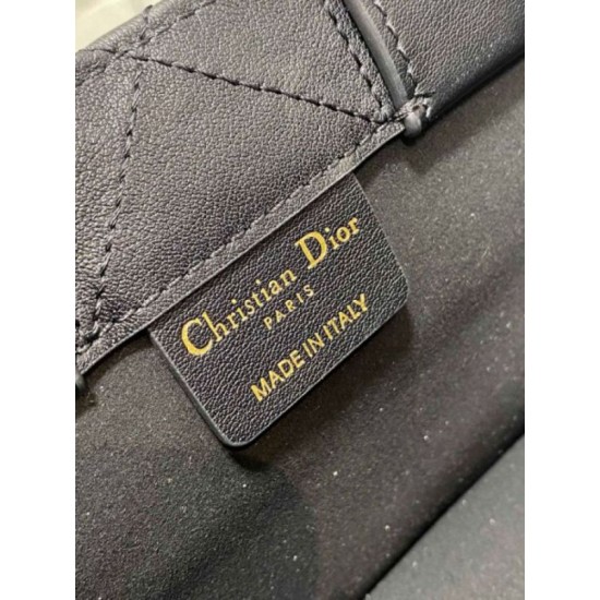 Replica perfetta Dior Mini Book Tote Bag con Tracolla Nera Macrocannage Pelle di Vitello Imitazione Outlet Online