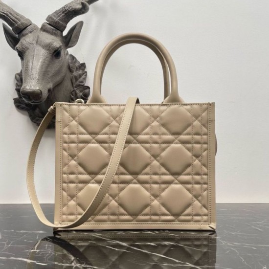 Replica perfetta Borsa Dior piccola book tote con tracolla Pelle di vitello macrocannage beige Imitazione Outlet Online