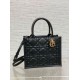 Migliore Repliche Borsa Dior piccola book tote con tracolla Pelle di vitello macrocannage nera Economiche Outlet Online
