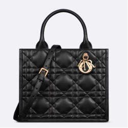 Migliore Repliche Borsa Dior piccola book tote con tracolla Pelle di vitello macrocannage nera Economiche Outlet Online