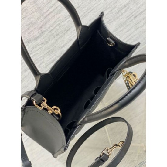 Migliore Repliche Borsa Dior piccola book tote con tracolla Pelle di vitello macrocannage nera Economiche Outlet Online