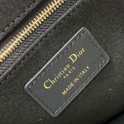 Migliore Repliche Borsa Dior piccola book tote con tracolla Pelle di vitello macrocannage nera Economiche Outlet Online