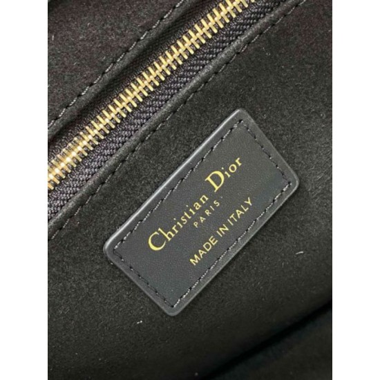Migliore Repliche Borsa Dior piccola book tote con tracolla Pelle di vitello macrocannage nera Economiche Outlet Online