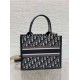 Miglior Falso Borsa tote Dior piccola per libri con tracolla in tela blu Dior Oblique Economiche Premium