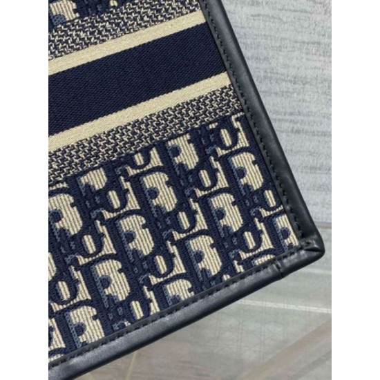 Miglior Falso Borsa tote Dior piccola per libri con tracolla in tela blu Dior Oblique Economiche Premium