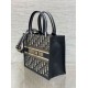 Miglior Falso Borsa tote Dior piccola per libri con tracolla in tela blu Dior Oblique Economiche Premium