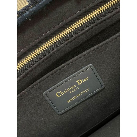 Miglior Falso Borsa tote Dior piccola per libri con tracolla in tela blu Dior Oblique Economiche Premium